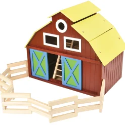 Deluxe Big Wooden Barn Playset | Farm Pretend Play Toy with Removable Roof, Sliding Doors, Ladder & Fencing