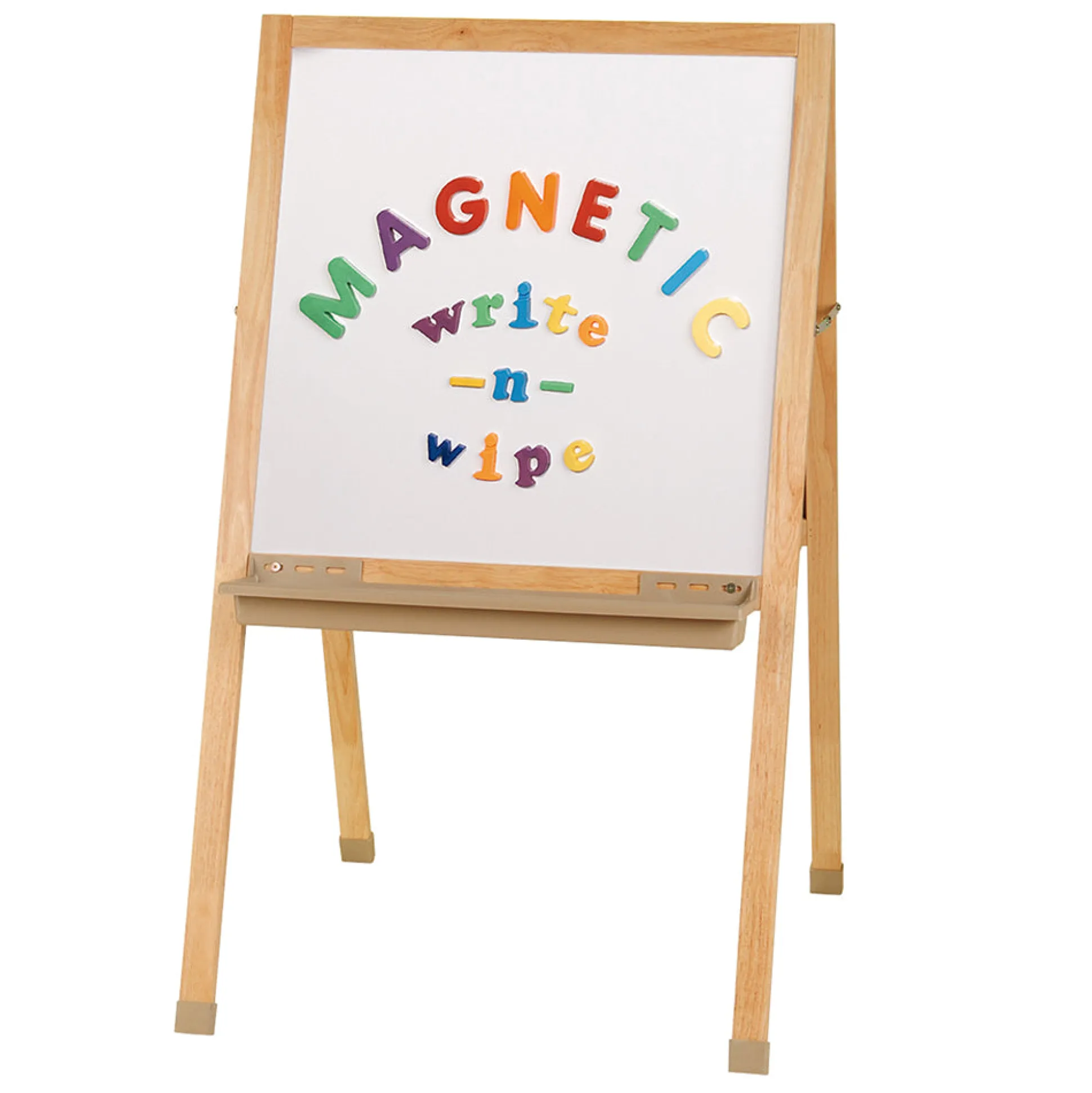 Deluxe Hardwood Classroom Easel | Chalkboard, Magnetic Whiteboard, and Storage Trays