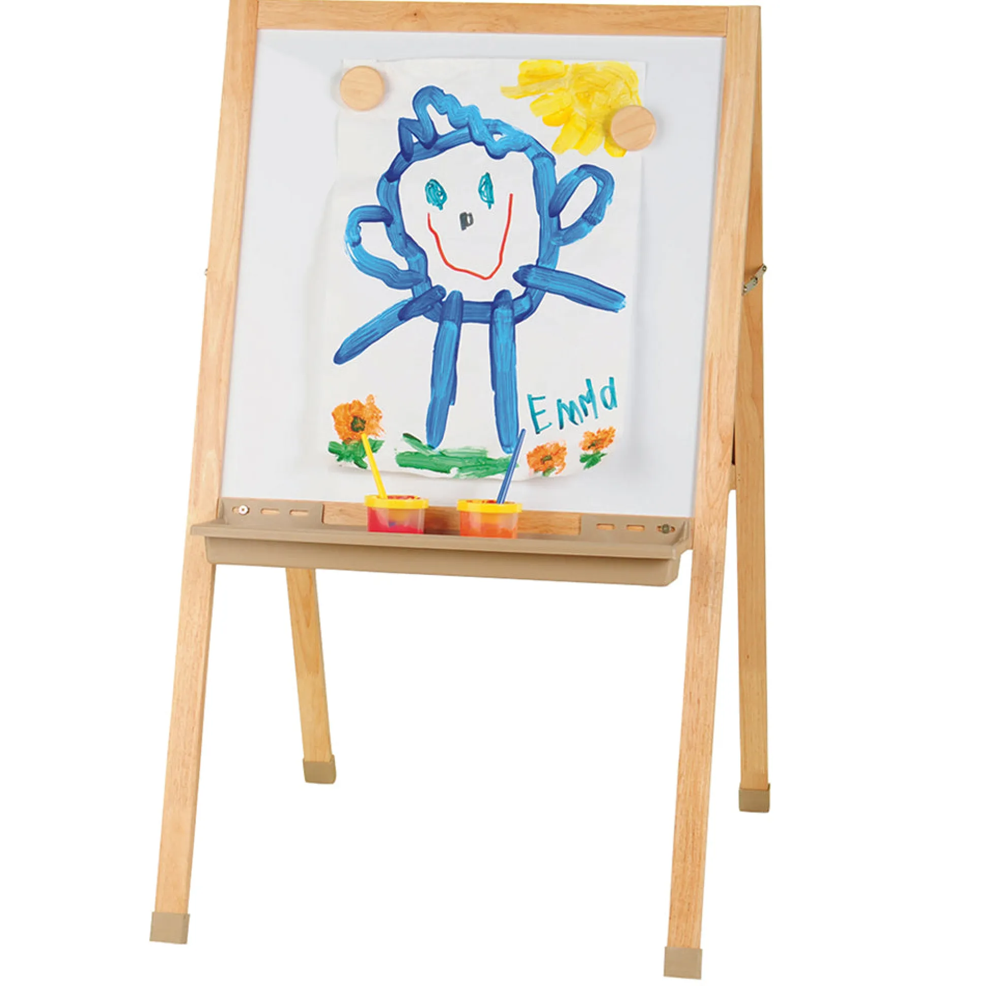 Deluxe Hardwood Classroom Easel | Chalkboard, Magnetic Whiteboard, and Storage Trays