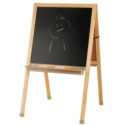Deluxe Hardwood Classroom Easel | Chalkboard, Magnetic Whiteboard, and Storage Trays