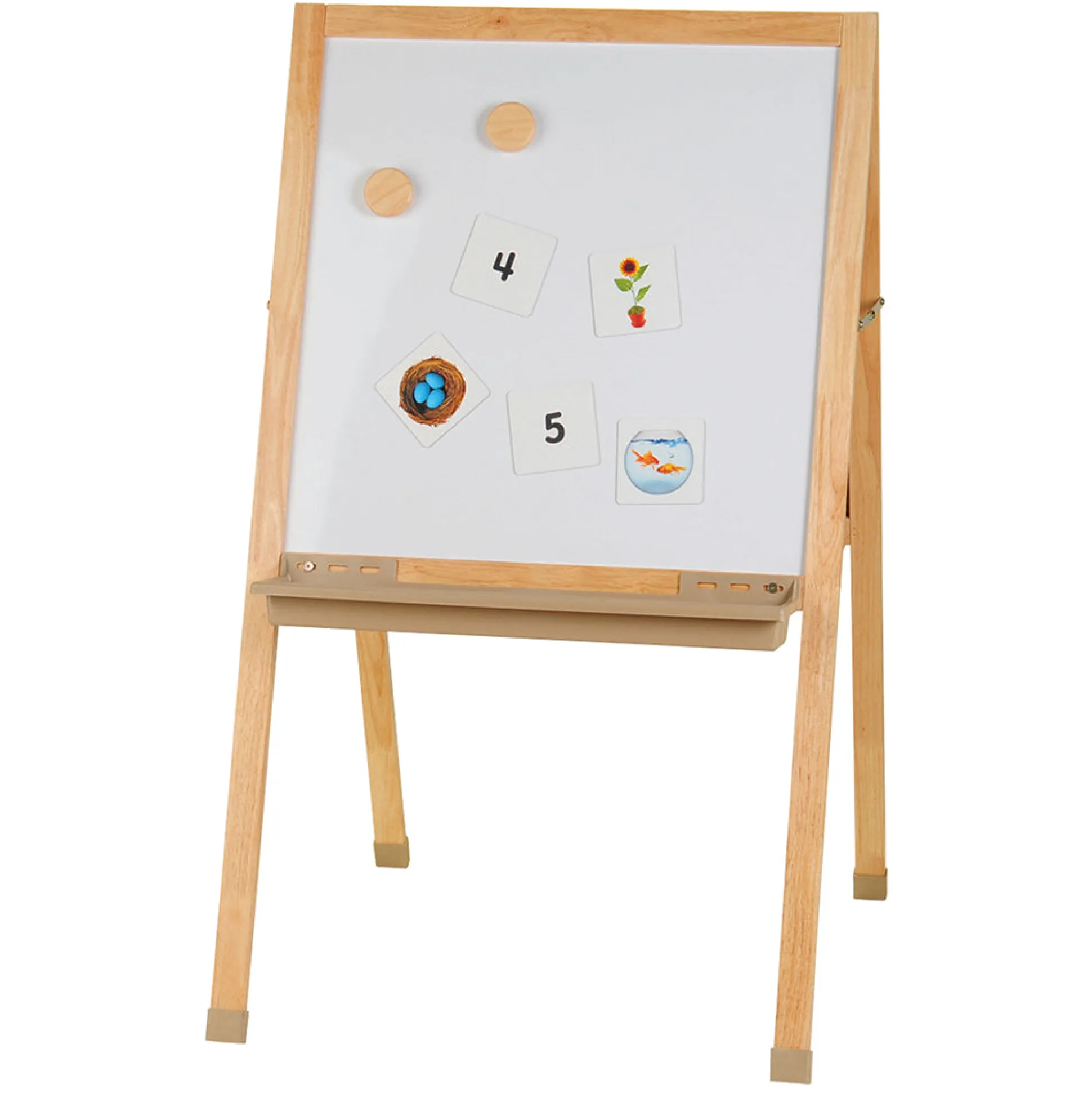 Deluxe Hardwood Classroom Easel | Chalkboard, Magnetic Whiteboard, and Storage Trays