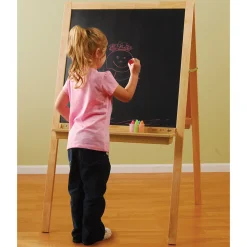 Deluxe Hardwood Classroom Easel | Chalkboard, Magnetic Whiteboard, and Storage Trays