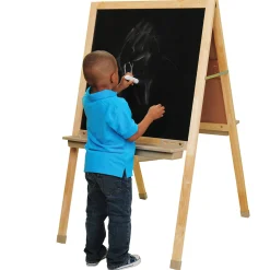 Deluxe Hardwood Classroom Easel | Chalkboard, Magnetic Whiteboard, and Storage Trays