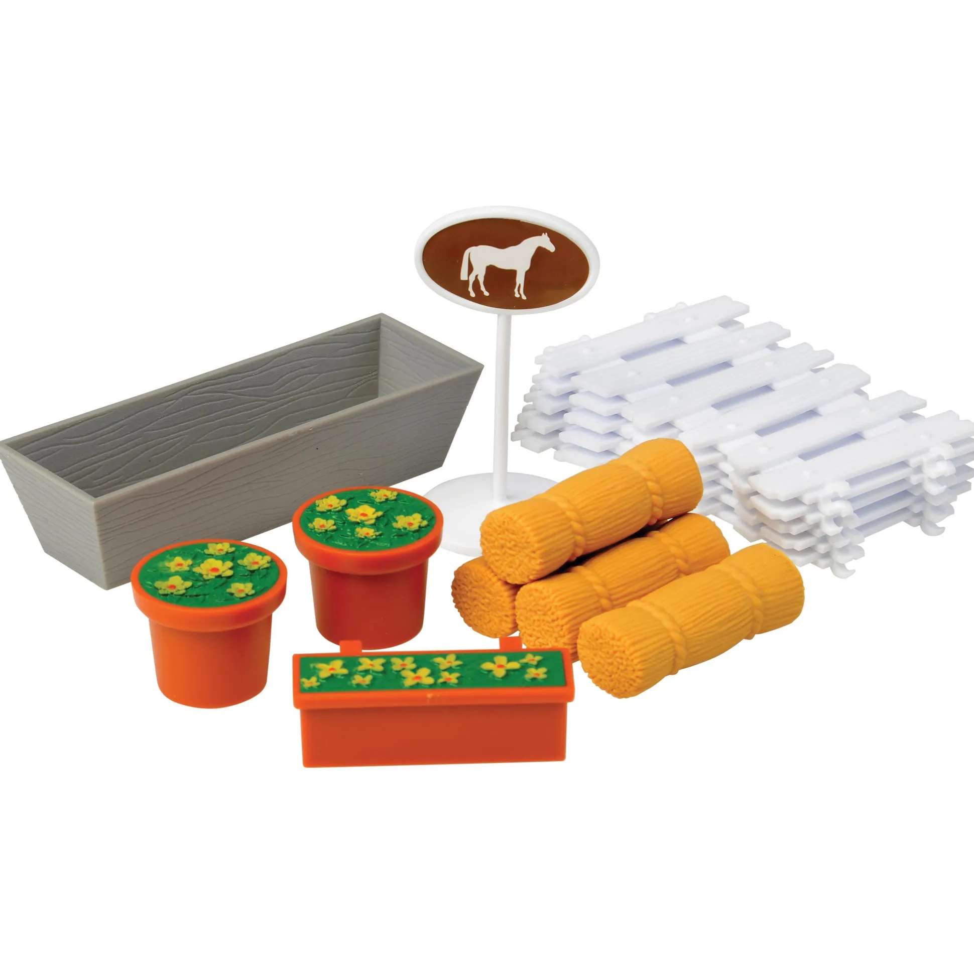 Deluxe Horse Stable Play Set | 4 Horses, 4 Ponies, White Corral & Accessories