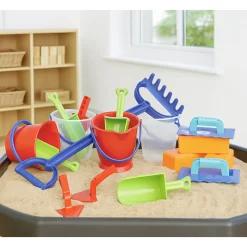 Digging, Planting, Sand & Water Tool Set | 18 pc Buckets, Scoops, Spades, Rake & Molds