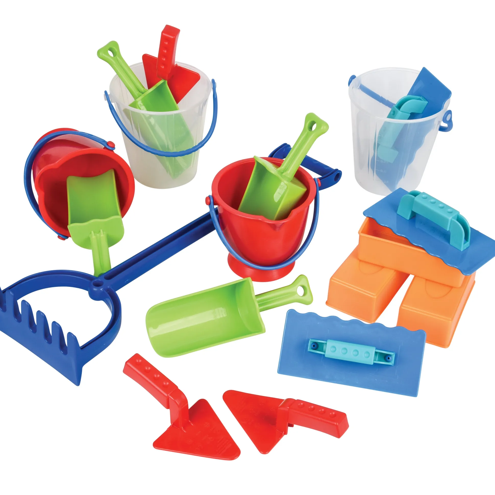 Digging, Planting, Sand & Water Tool Set | 18 pc Buckets, Scoops, Spades, Rake & Molds