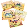 Dinosaur Friends Wooden Puzzles | Set of 5 with Easy-Grasp Raised Pieces