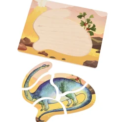 Dinosaur Friends Wooden Puzzles | Set of 5 with Easy-Grasp Raised Pieces