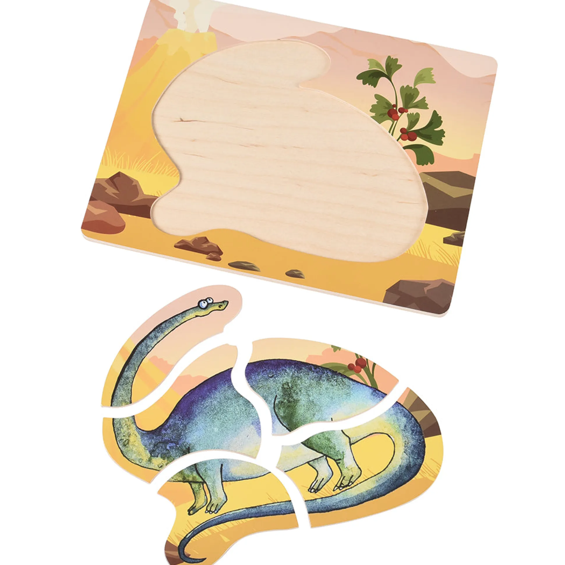 Dinosaur Friends Wooden Puzzles | Set of 5 with Easy-Grasp Raised Pieces