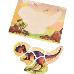 Dinosaur Friends Wooden Puzzles | Set of 5 with Easy-Grasp Raised Pieces