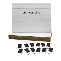 Dry Erase Reversible Lapboards - Set of 10 with Erasers