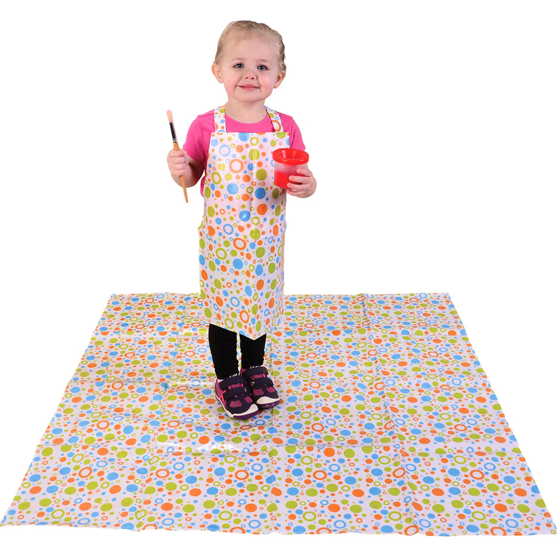 Durable Vinyl Splat Mat & Apron Set | Toddler Art Mess Protection