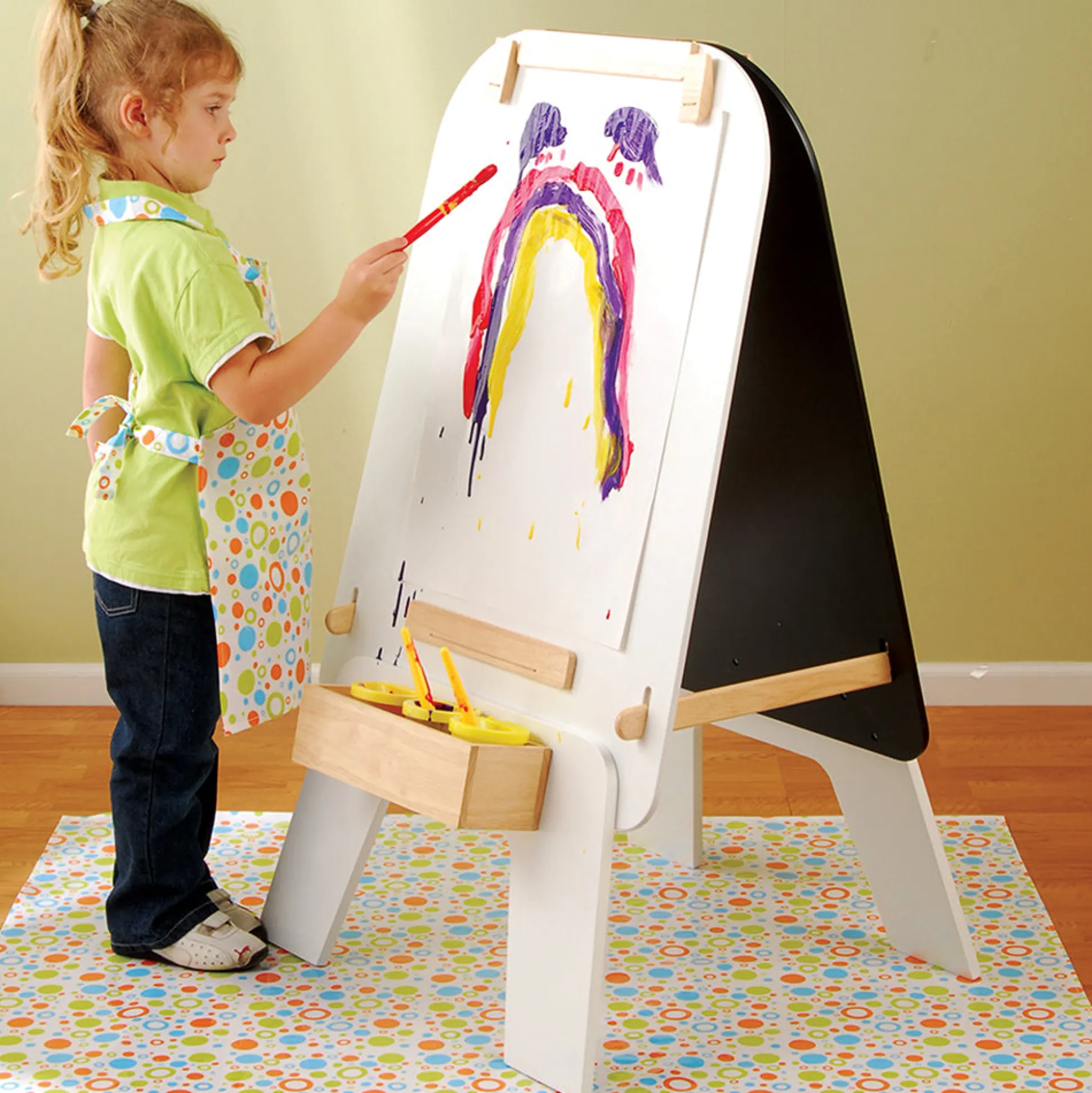 Durable Vinyl Splat Mat & Apron Set | Toddler Art Mess Protection
