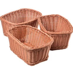 Durable Woven Plastic Rectangle Storage Baskets | Set of 3 Dishwasher-Safe Classroom Organizers