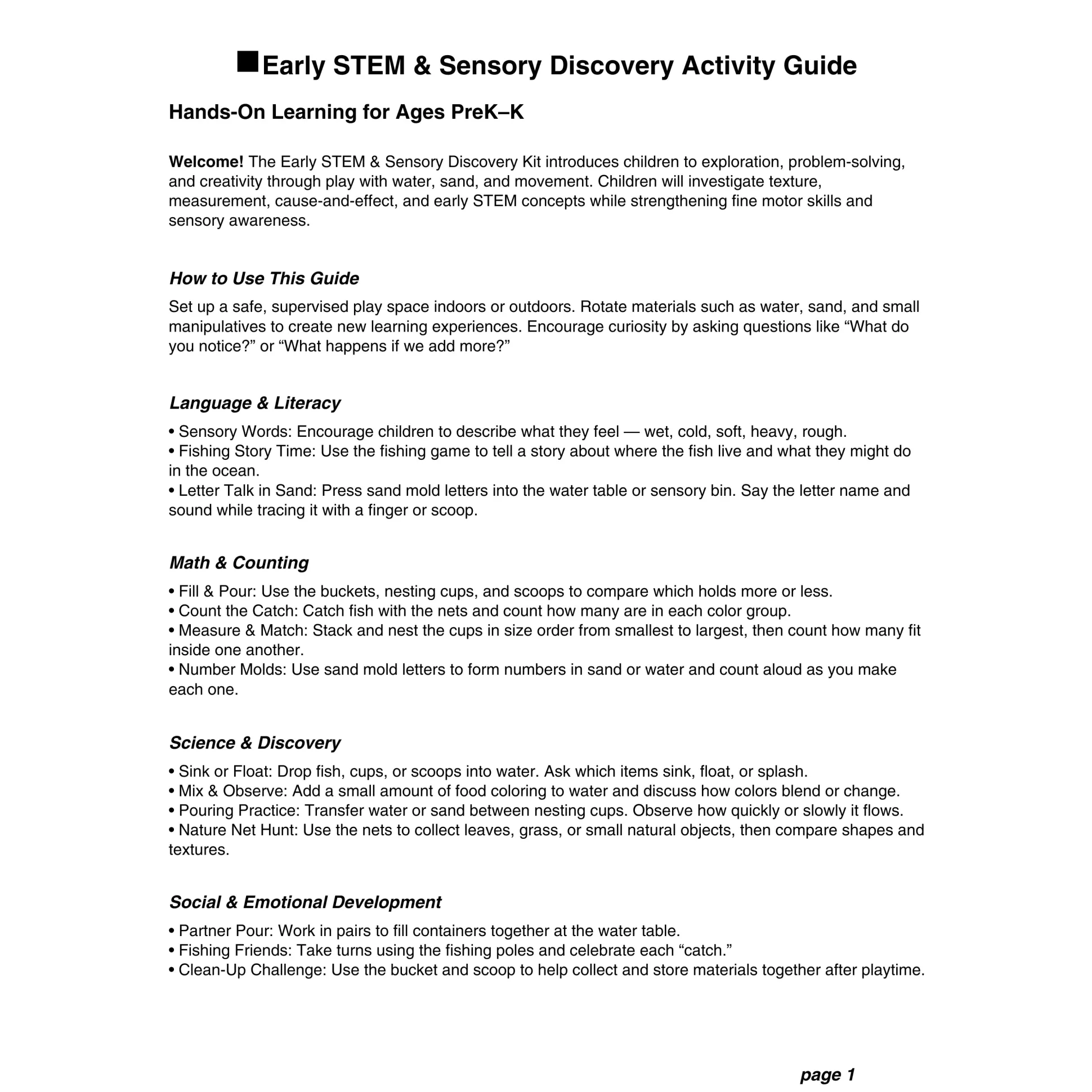 Early STEM & Sensory Discovery Bundle