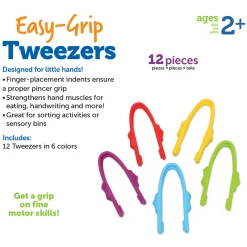 Easy Grip Tweezers | 12 Fine Motor Tools for Sorting, Counting & Sensory Play