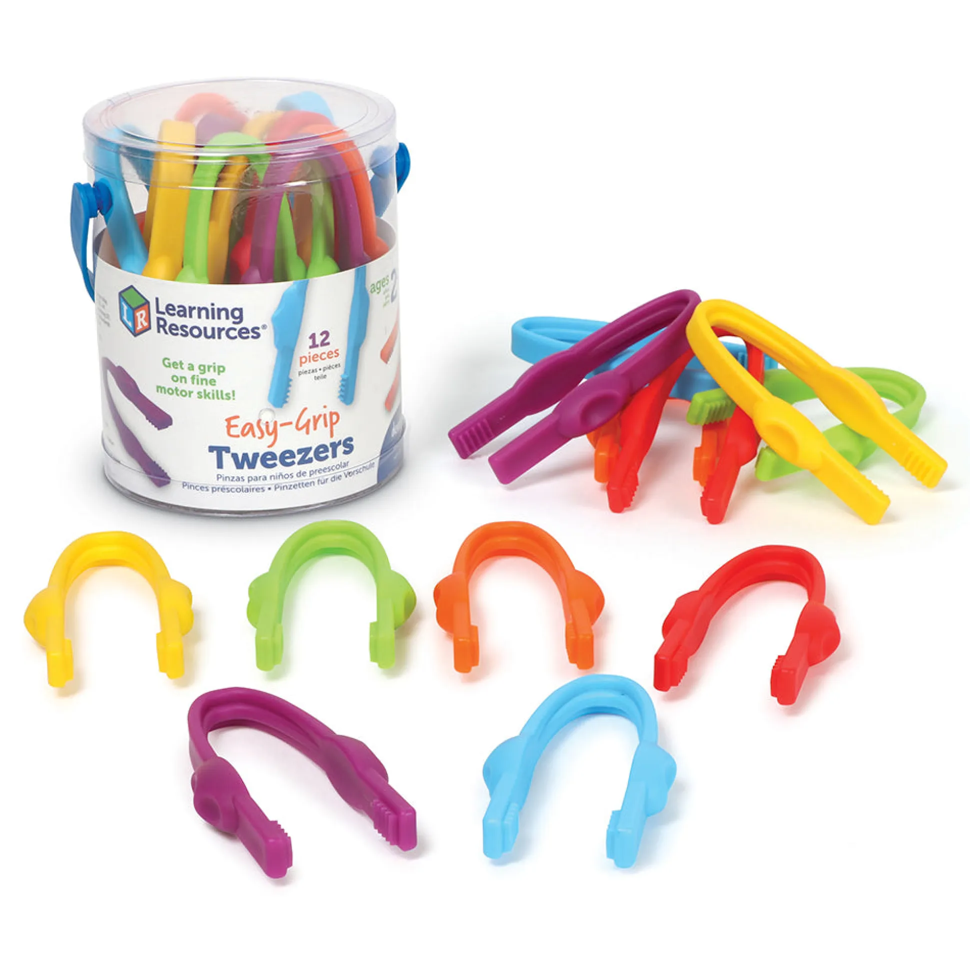 Easy Grip Tweezers | 12 Fine Motor Tools for Sorting, Counting & Sensory Play