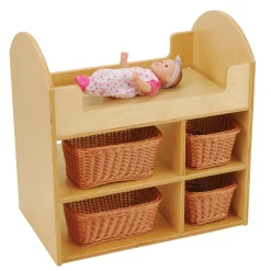 Eco-Friendly Doll Changing Table with Wicker Baskets