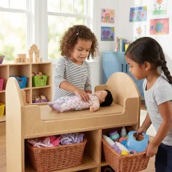 Eco-Friendly Doll Changing Table with Wicker Baskets