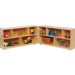 Eco-Friendly Hinged Birch Storage Unit | Lockable, Mobile, Low-Profile Organizer for Early Learning Spaces