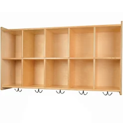 Eco-Friendly Wall Mount Cubbie Unit with Coat Hooks & Storage