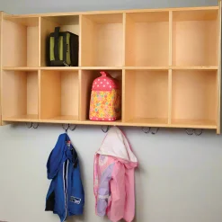 Eco-Friendly Wall Mount Cubbie Unit with Coat Hooks & Storage