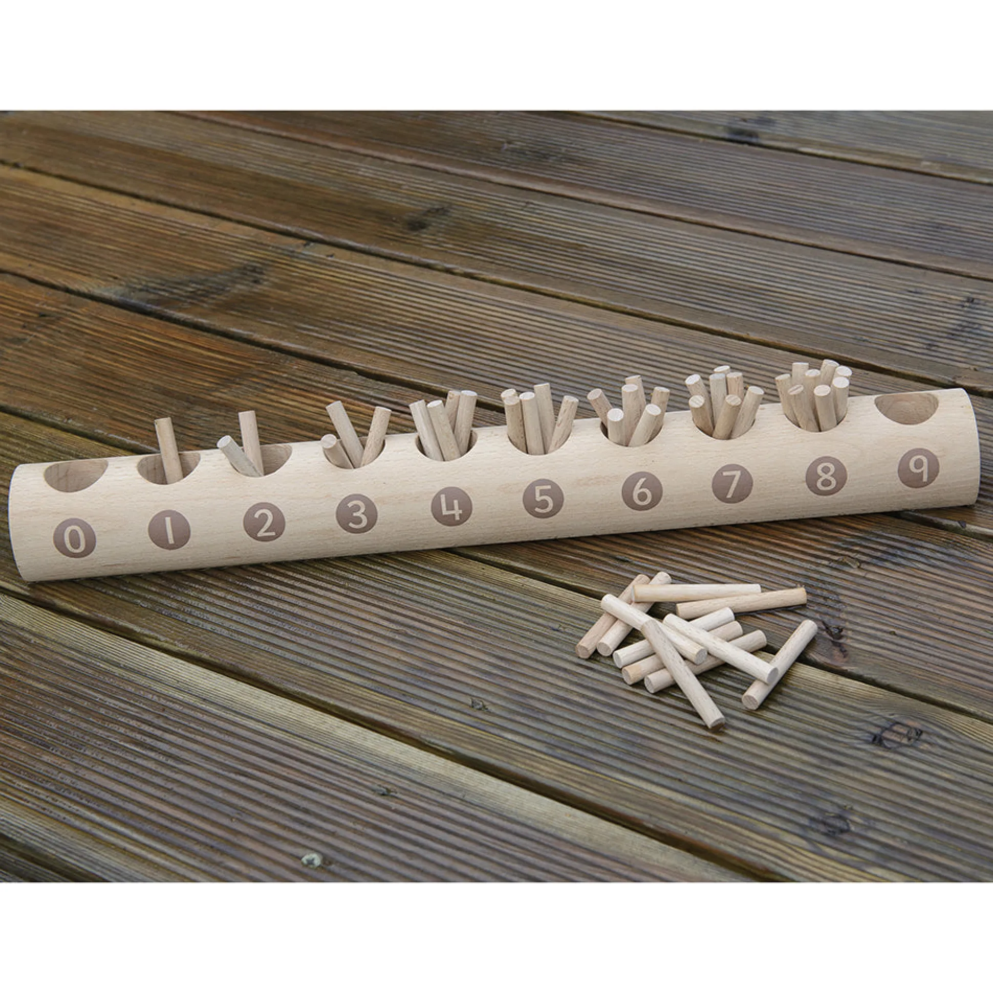 Eco-Friendly Wooden Counting Log with Sticks | Natural Early Math Toy