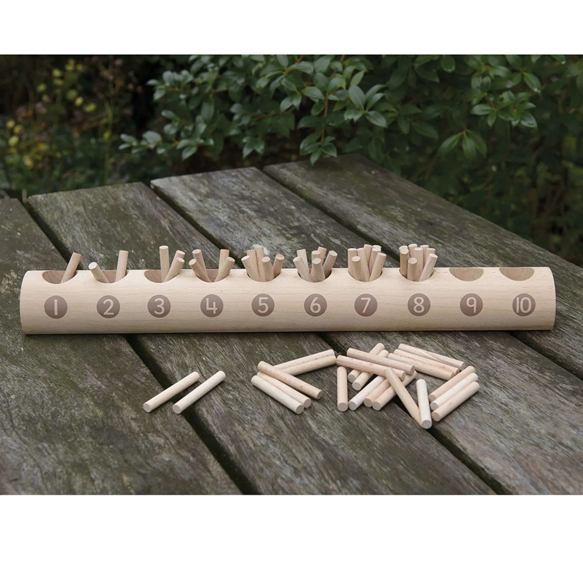 Eco-Friendly Wooden Counting Log with Sticks | Natural Early Math Toy