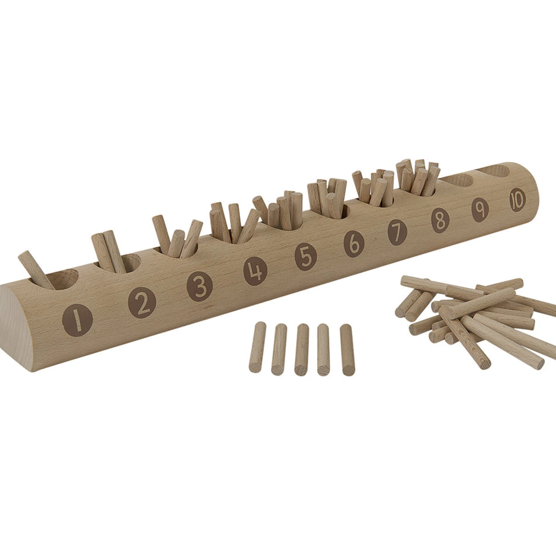 Eco-Friendly Wooden Counting Log with Sticks | Natural Early Math Toy