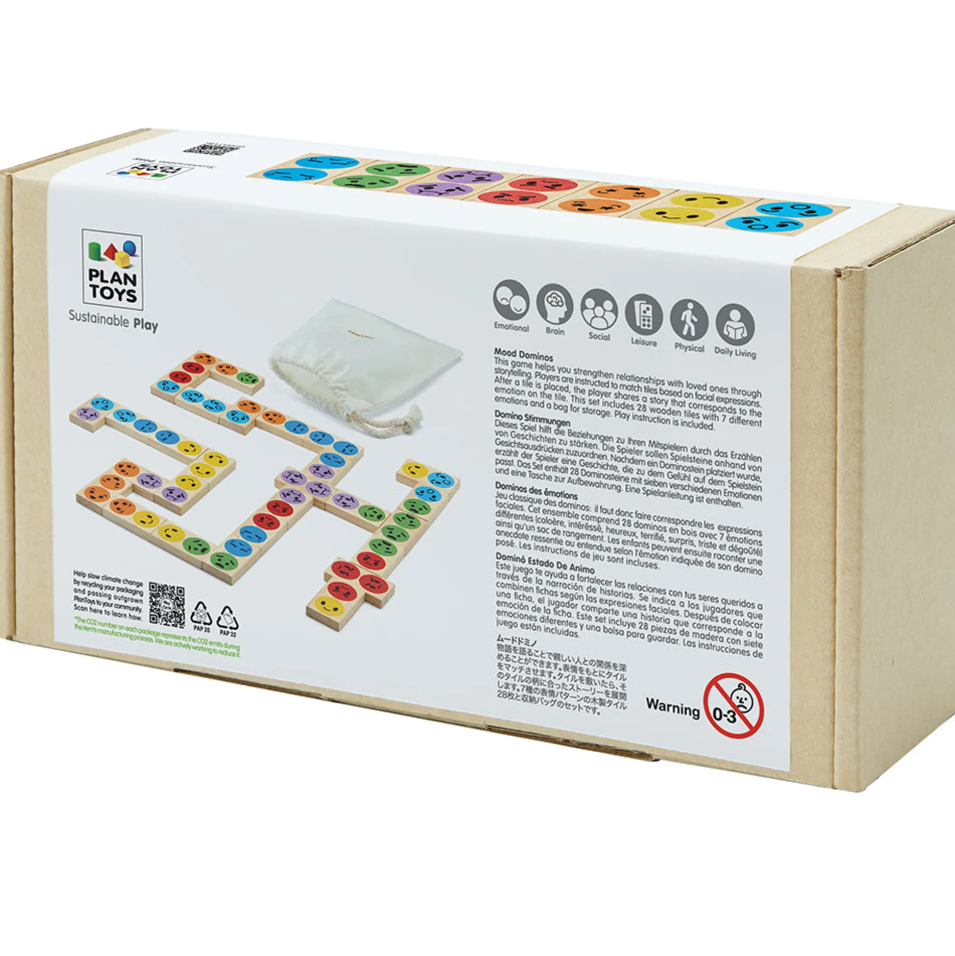 Eco-Friendly Wooden Emotion Dominoes