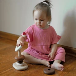 Eco-Friendly Wooden Stacking Pebbles | 7-Piece Natural Sequencing Toy