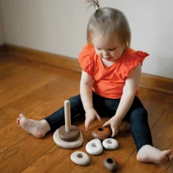 Eco-Friendly Wooden Stacking Pebbles | 7-Piece Natural Sequencing Toy