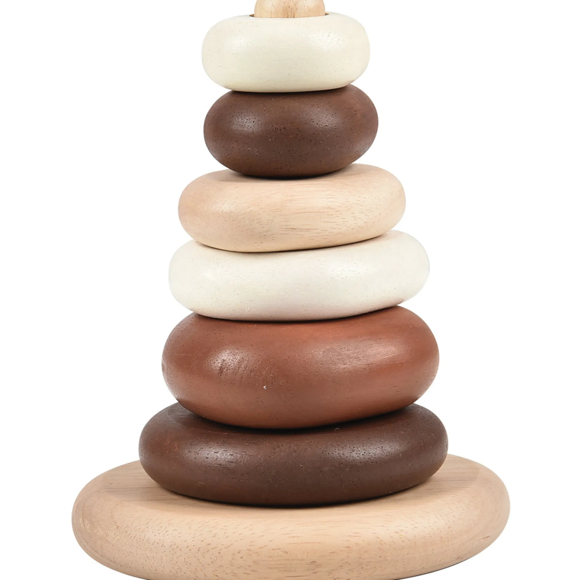 Eco-Friendly Wooden Stacking Pebbles | 7-Piece Natural Sequencing Toy