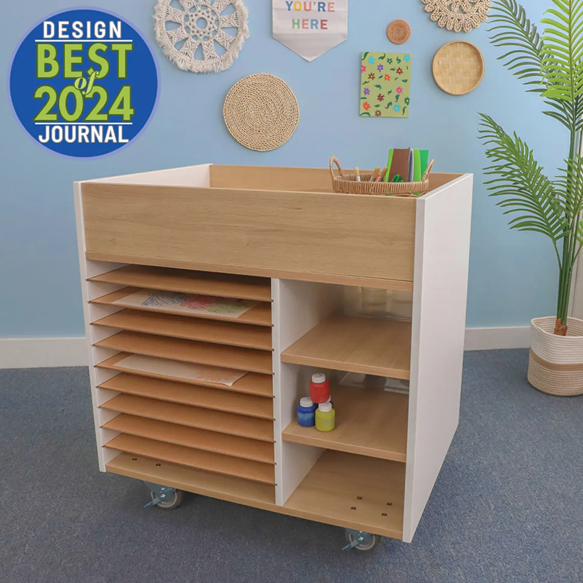 elevatED™ Art Supply Cart | Modern Mobile Art Storage Classroom Organizer