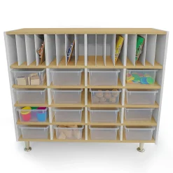 elevatED™ Classroom Organizer | Storage Cabinet with 16 Clear Trays