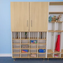 elevatED™ Classroom Organizer | Storage Cabinet with 16 Clear Trays