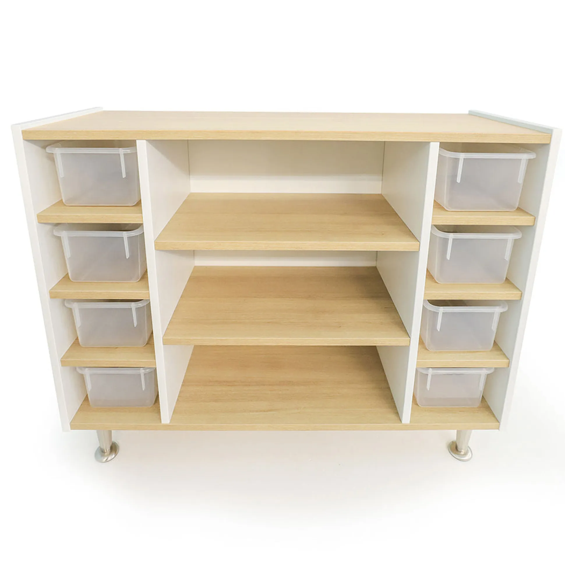 elevatED™ Combo Tray Storage Cabinet | Contemporary Mixed-Storage Classroom Cabinet with Shelves & Trays