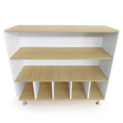 elevatED™ Cubby & Shelf Cabinet | Classroom Storage with Two Open Shelves & Five Large Cubbies