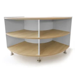 elevatED™ Curve In Storage Cabinet | 27" High Modern Curved Classroom Storage with Fixed Shelves