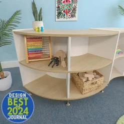 elevatED™ Curve In Storage Shelf | 33"H White Oak Classroom Cabinet with Curved Back