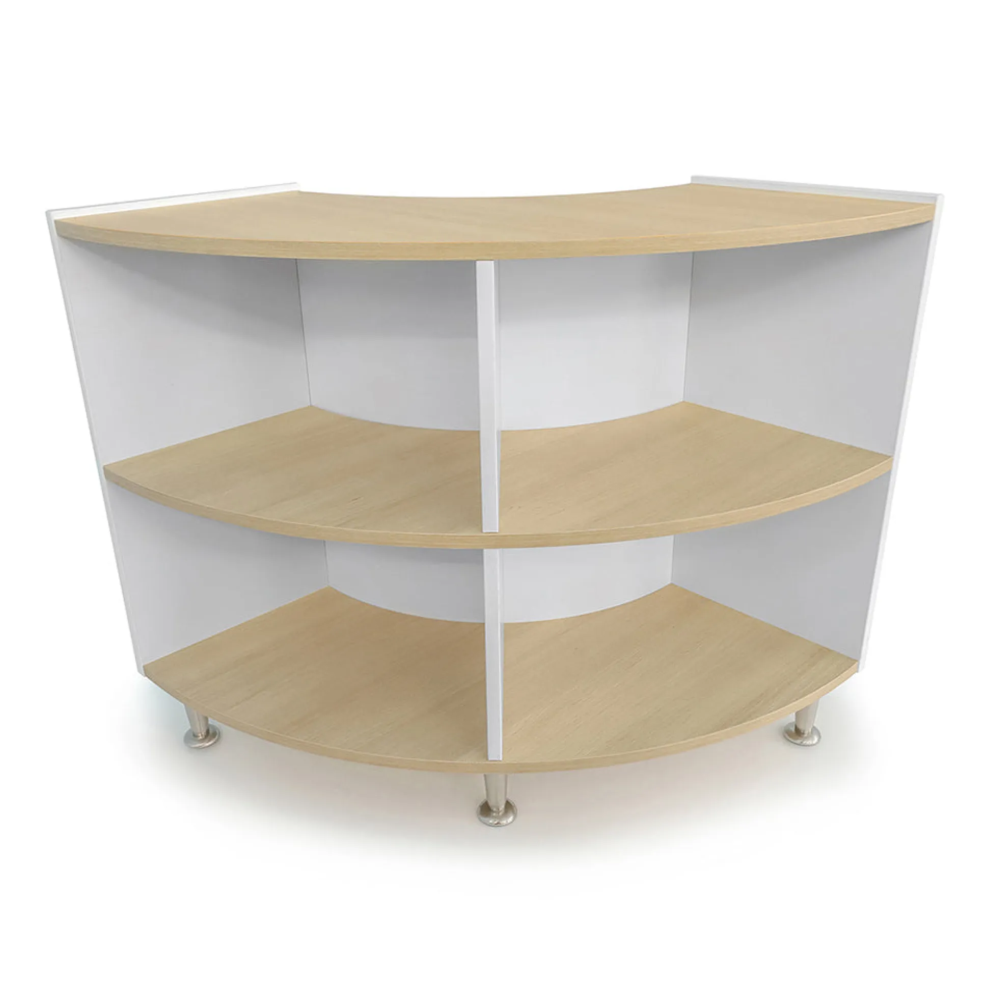 elevatED™ Curve In Storage Shelf | 33"H White Oak Classroom Cabinet with Curved Back