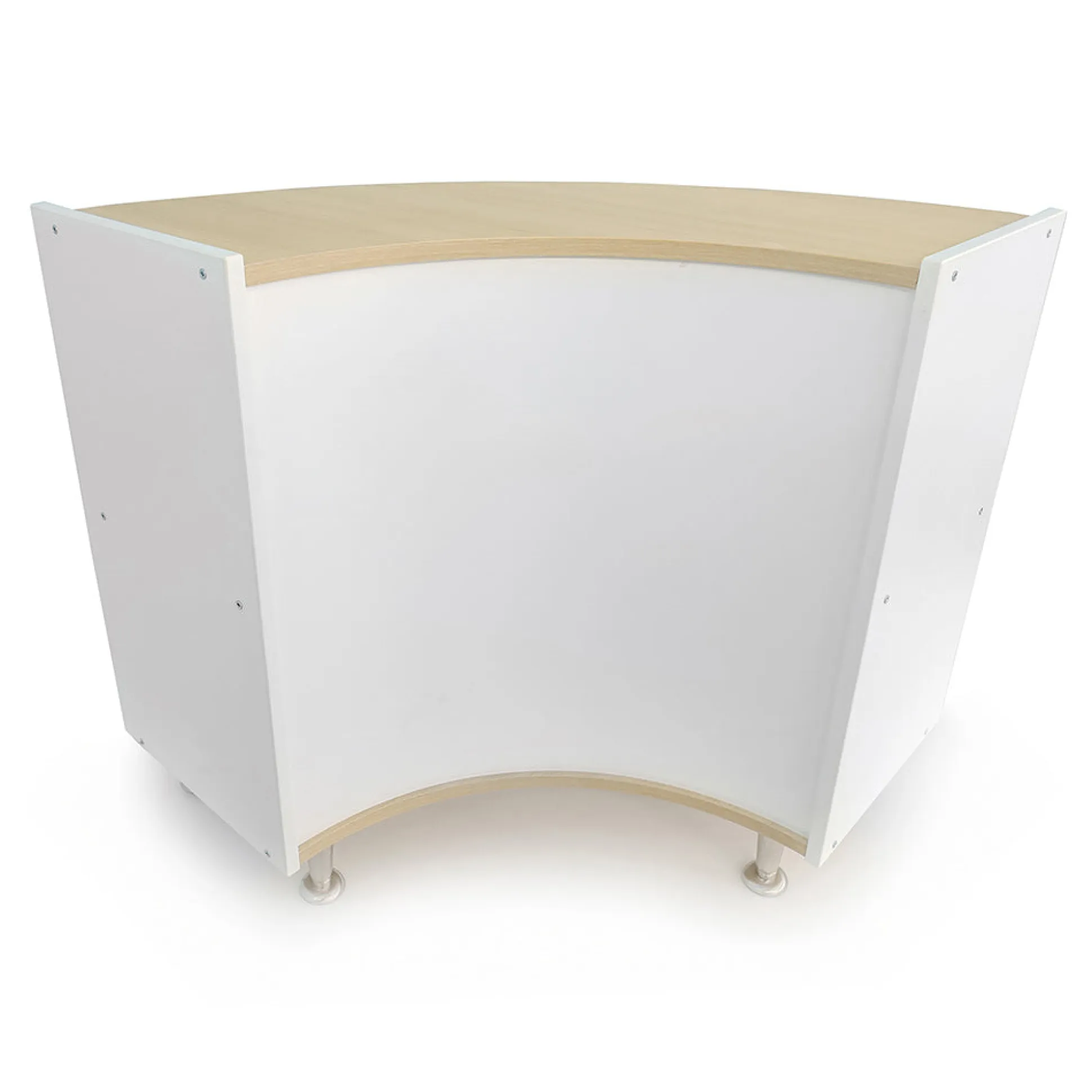 elevatED™ Curve In Storage Shelf | 33"H White Oak Classroom Cabinet with Curved Back