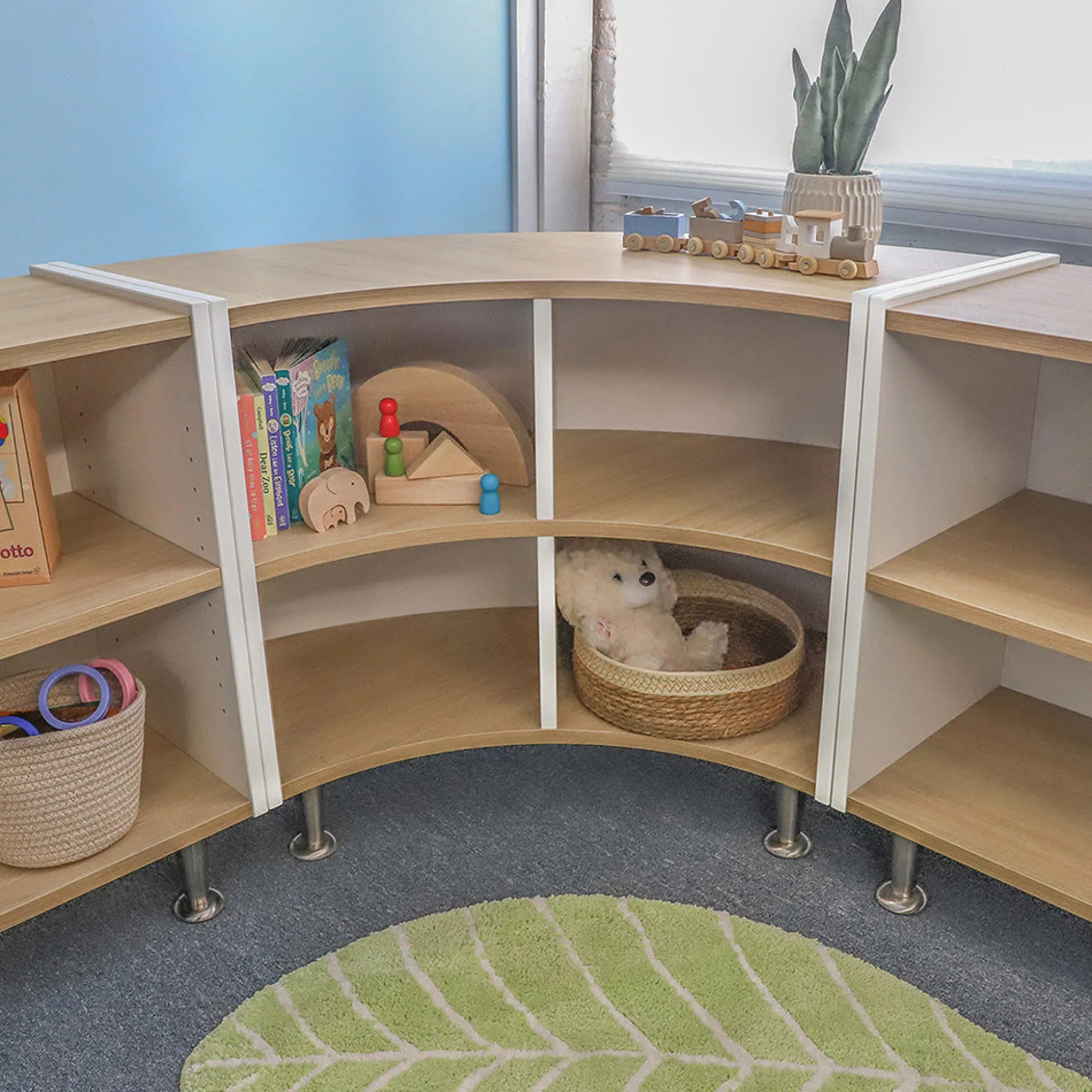 elevatED™ Curve Out Storage Cabinet | 27" High Modern Classroom Cabinet with Curved Back Design