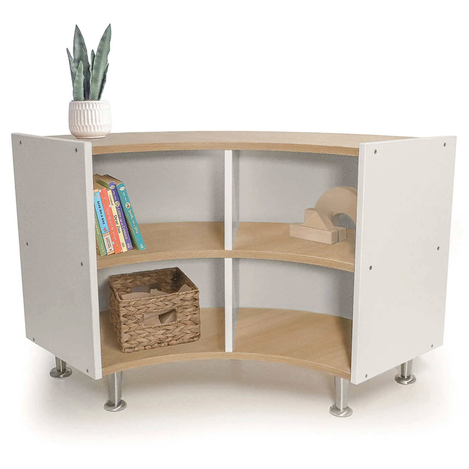 elevatED™ Curve Out Storage Cabinet | 27" High Modern Classroom Cabinet with Curved Back Design
