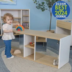 ElevatED™ Discovery Crawl Thru Cabinet | Toddler Mirror Play & Gross Motor Development Furniture with Storage Shelves