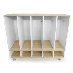 elevatED™ Five Section Coat Locker | Modern Preschool Storage with Hooks & Bench Seating