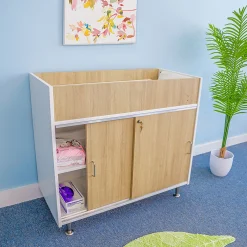 elevatED™ Infant Changing Cabinet | Modern Nursery Changing Station with Storage, Pad, Safety Strap & Paper Roll