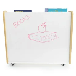 elevatED™ Mobile Book Display | Modern Classroom Book Browser with Cascading Shelves & Rear Markerboard