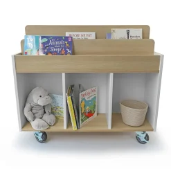 elevatED™ Mobile Book Storage Island | Book Browser with Vertical Display Rows & Deep Storage Compartments