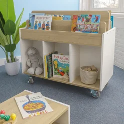 elevatED™ Mobile Book Storage Island | Book Browser with Vertical Display Rows & Deep Storage Compartments